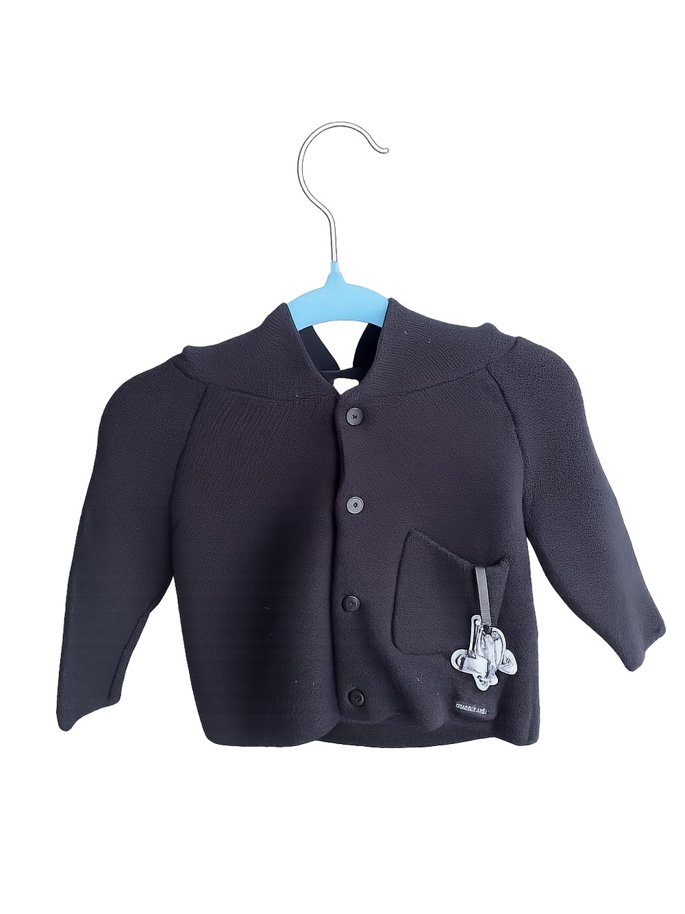 Baby Black Button-Front Cardigan with Pocket Charm | Souris Mini